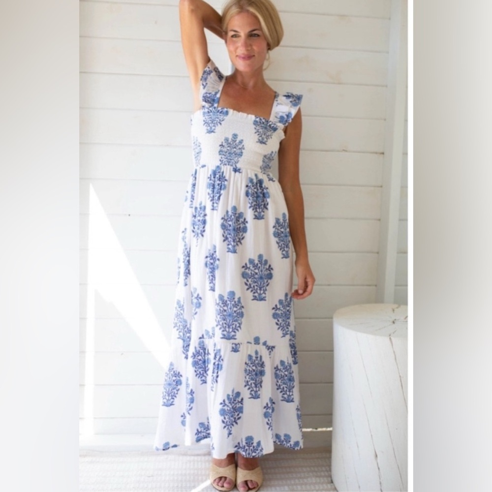 Blue & White Floral Maxi Dress - Brand: